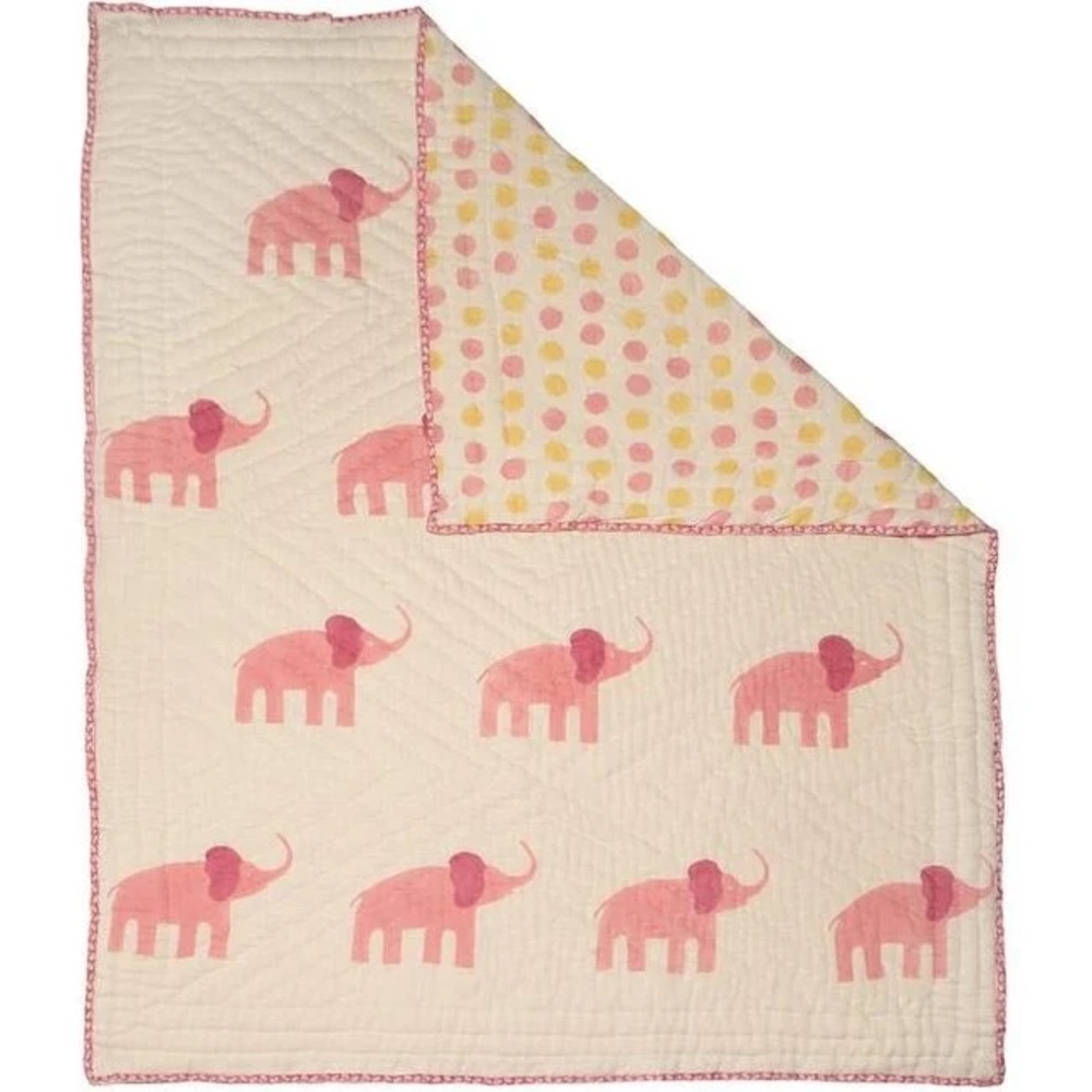 Naaya by Moonlight Pink and Cream Elephant Throw Blanket